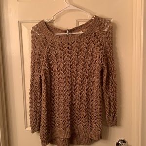 Brown Crochet  Modern looking Round neck Sweater. Very well fits sizes S-M.